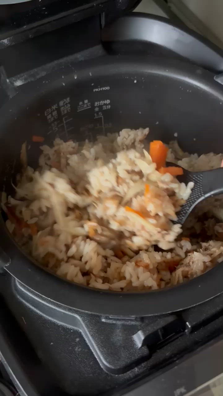 さつまいもときのこの具だくさん炊き込みご飯作り方8写真