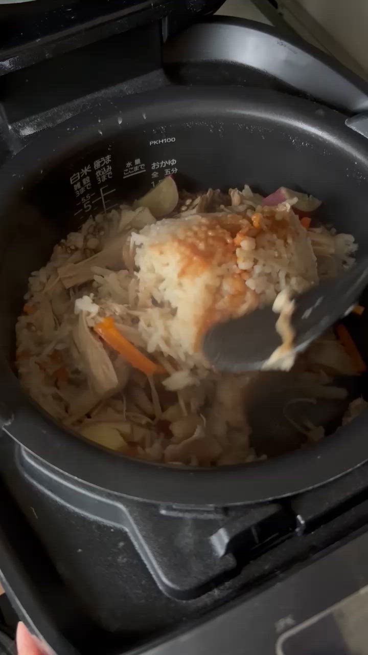 さつまいもときのこの具だくさん炊き込みご飯作り方8写真