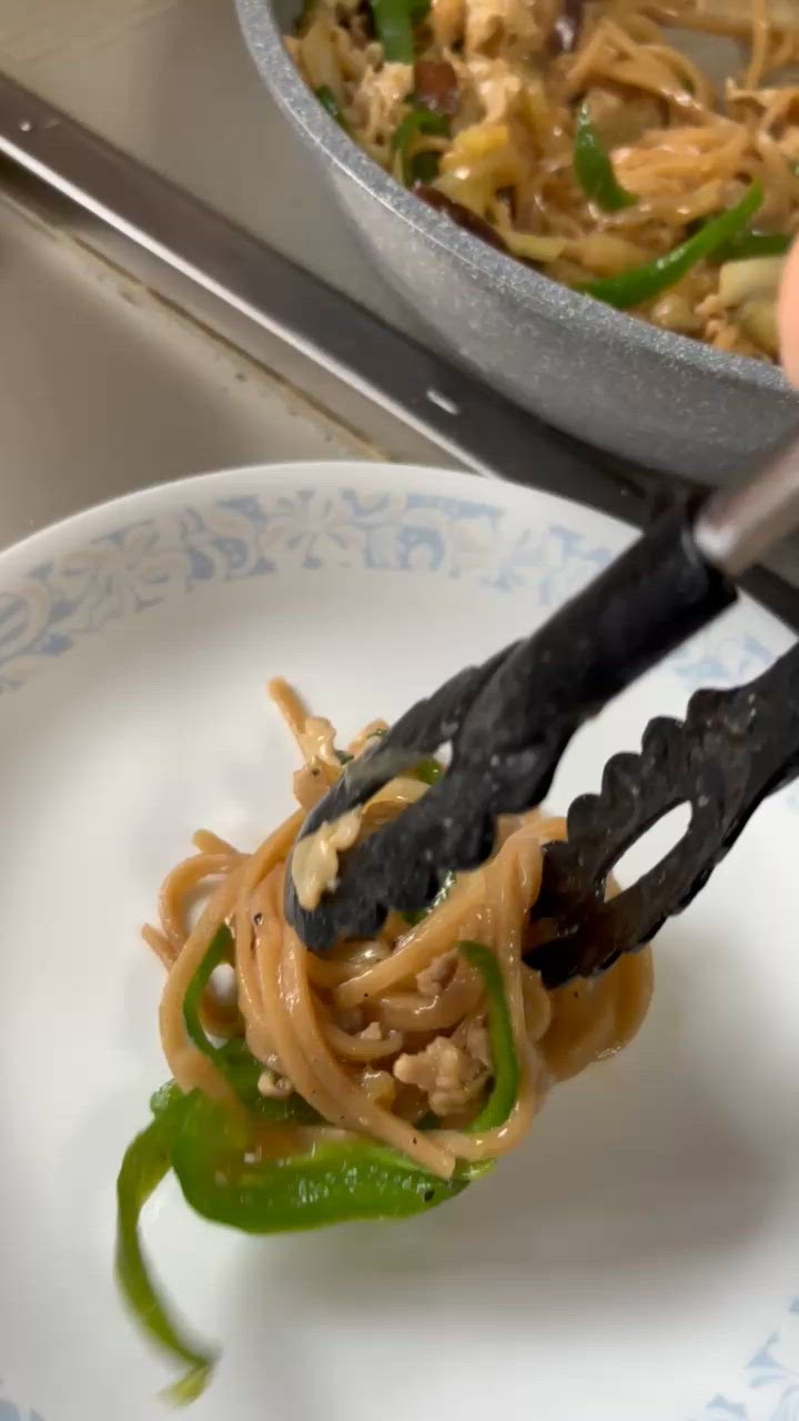 玄米こめ粉麺de焼きうどん作り方8写真