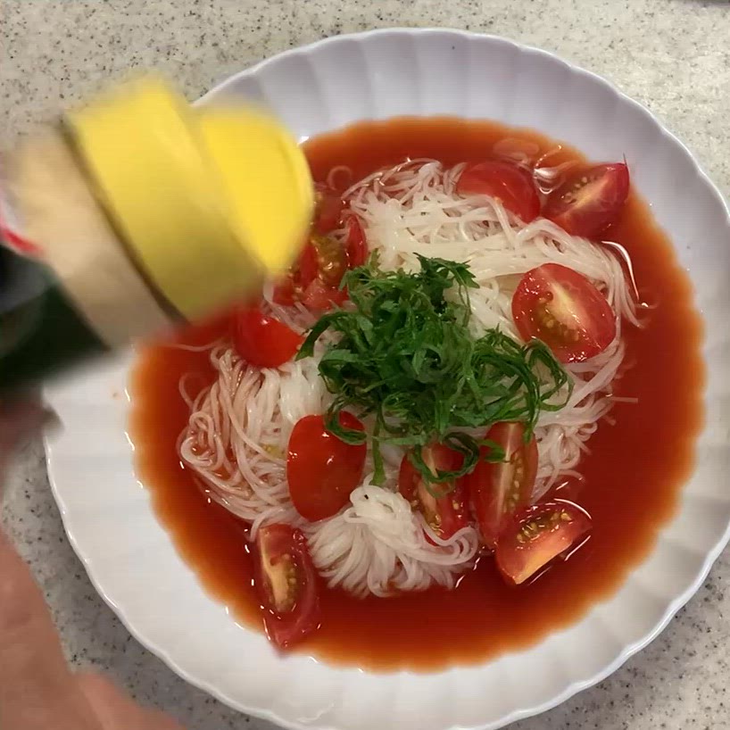 簡単！大葉とトマトの冷製そうめん作り方6写真