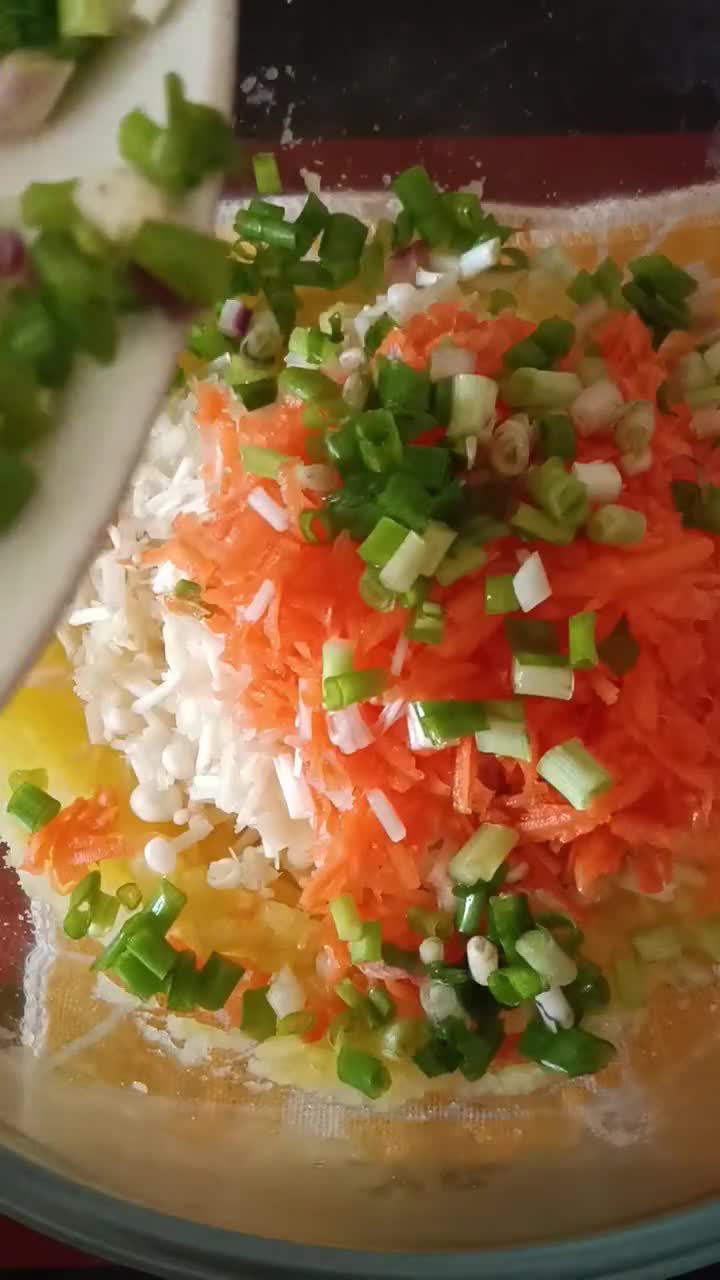 Gambar langkah 4 resipi Bebola Kentang Enoki & Sayur-Sayuran.