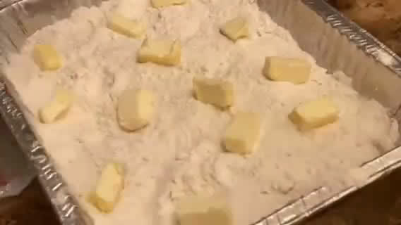 A picture of step 3 of Apple dump cake.