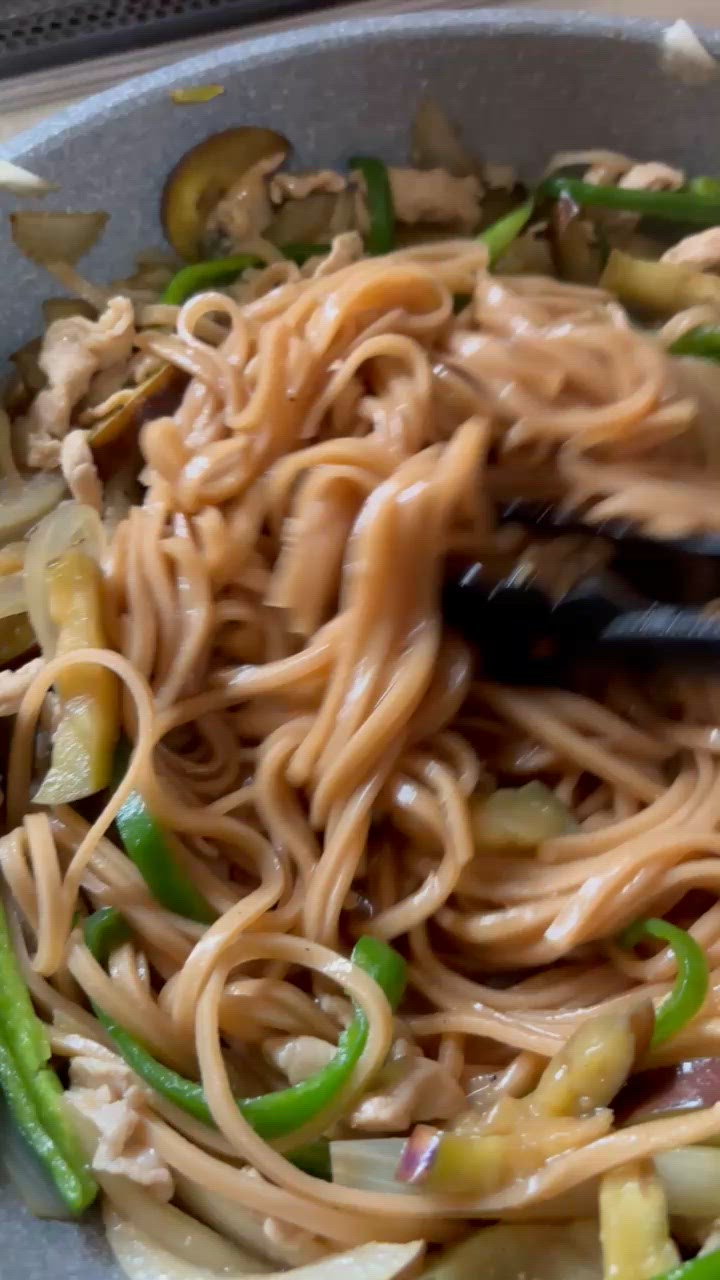 玄米こめ粉麺de焼きうどん作り方7写真