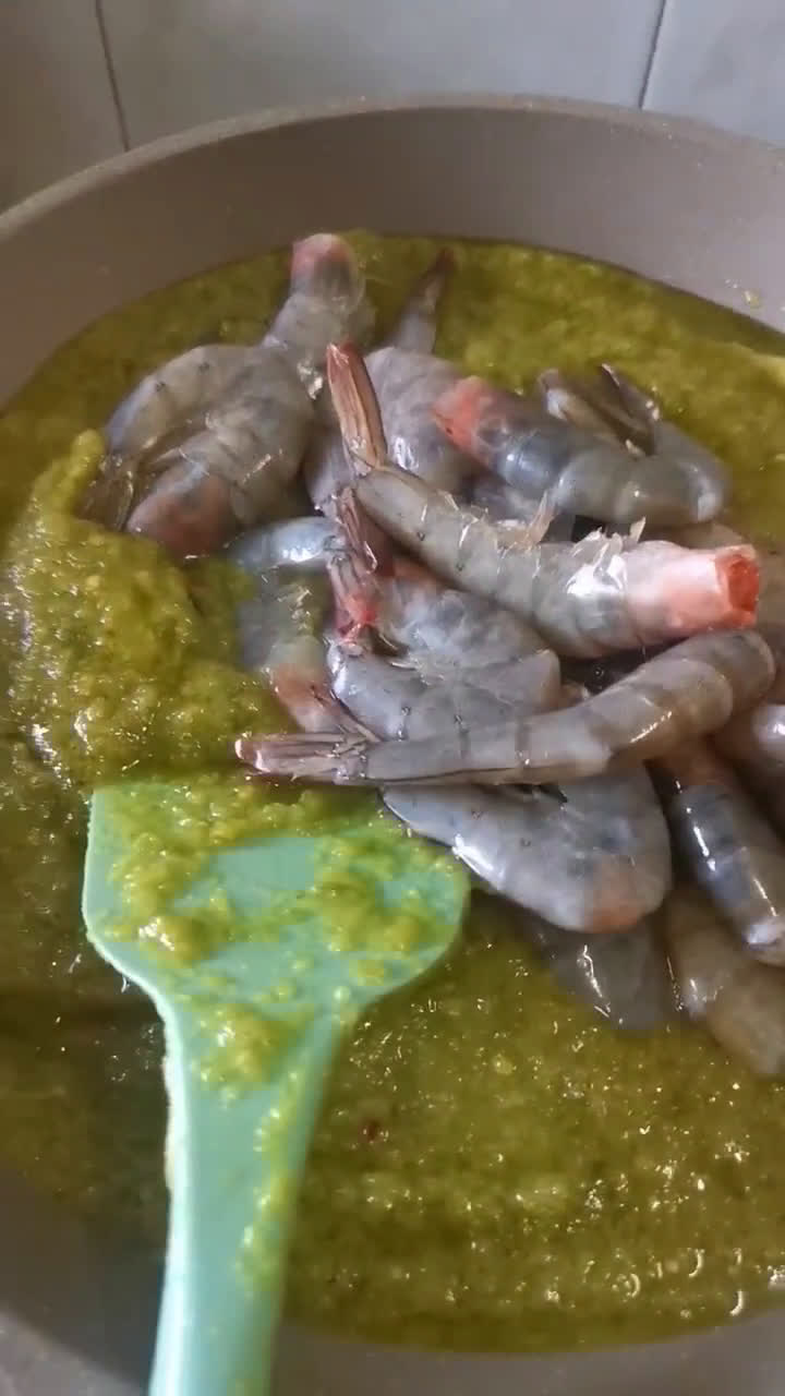 Gambar langkah 5 resipi Udang Masak Tempoyak.