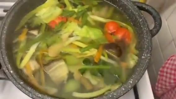 A picture of step 5 of Fresh Minestrone with Tubettini and Vegetable Purée from Scraps.