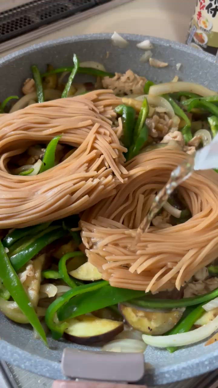 玄米こめ粉麺de焼きうどん作り方6写真