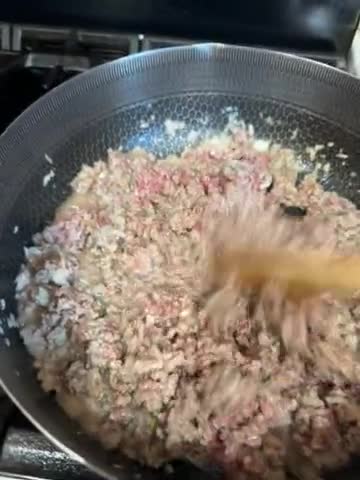 A picture of step 1 of Filipino Style Picadillo.