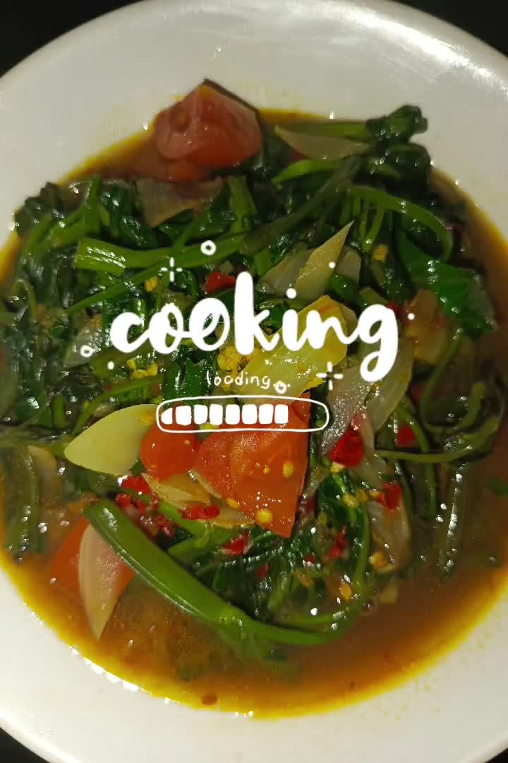 Foto langkah ke 3 dari resep Tumis kangkung saus tiram pedas.