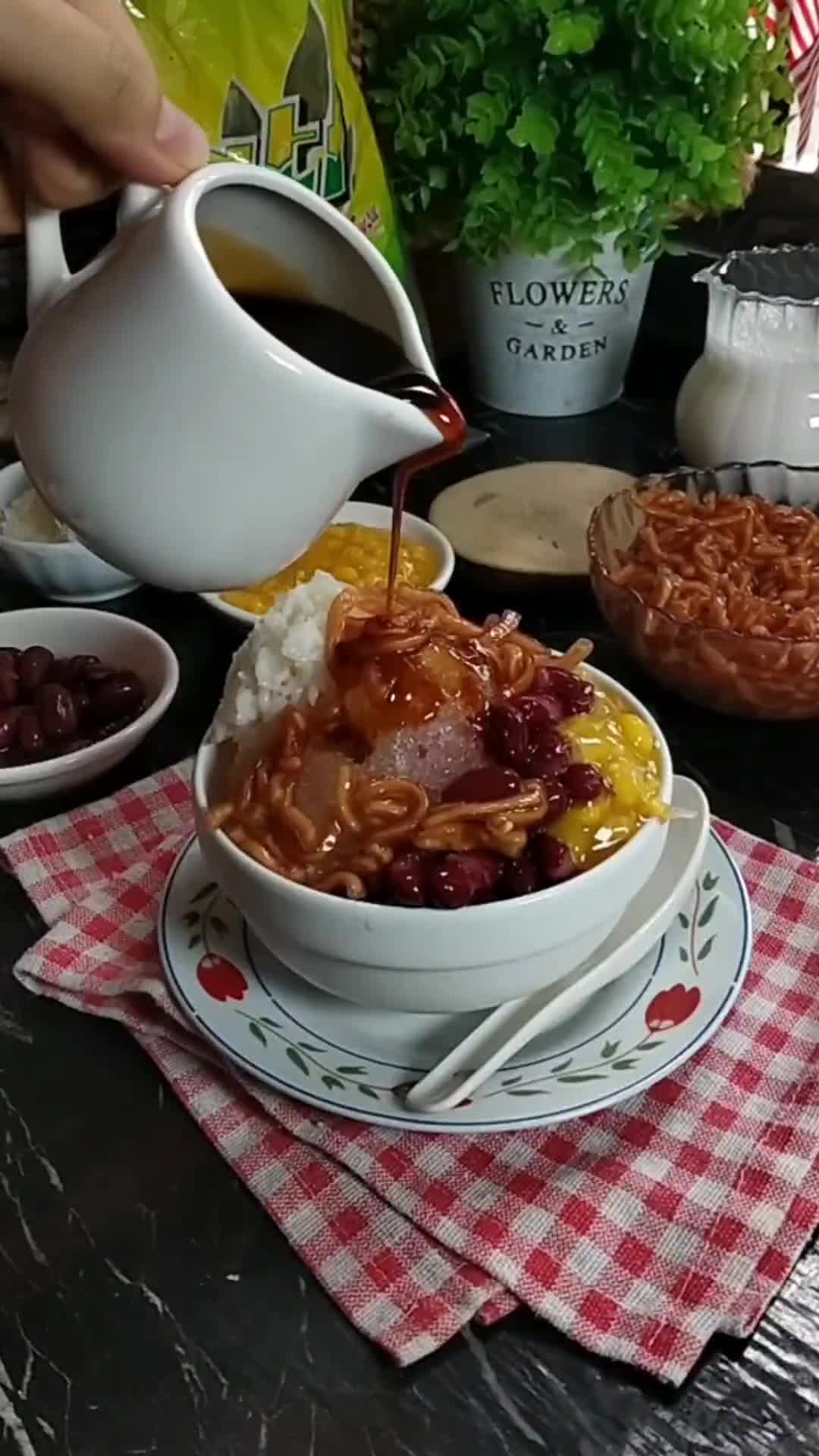 Gambar langkah 1 resipi Cendol sagu rumbia durian kampung.