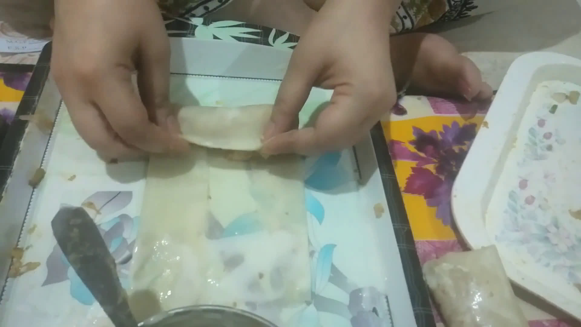 A picture of step 9 of Chicken Macaroni Spring Rolls.