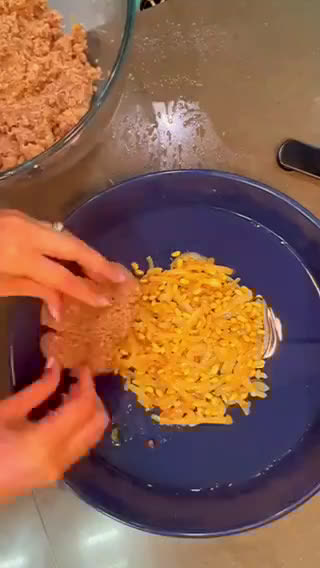 A picture of step 9 of Kibbee Busta (Baked Kibbee with onion and pine nuts).