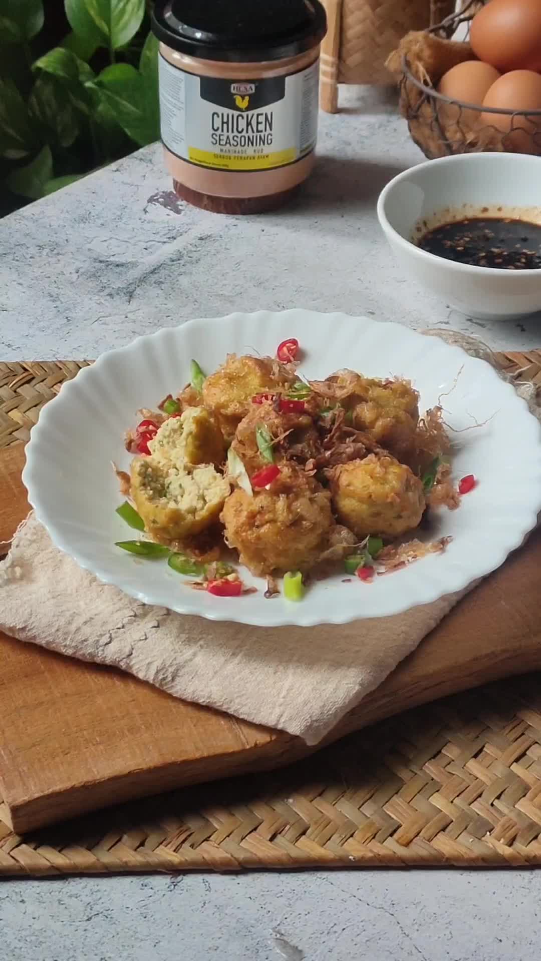Gambar langkah 11 resipi Tauhu Berlauk Penuh Khasiat.