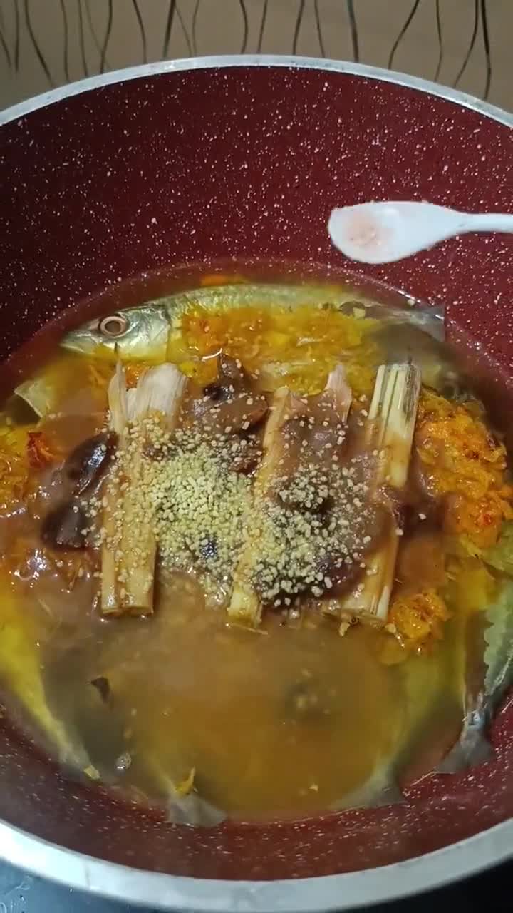 Gambar langkah 4 resipi Ampap Ikan Basung.