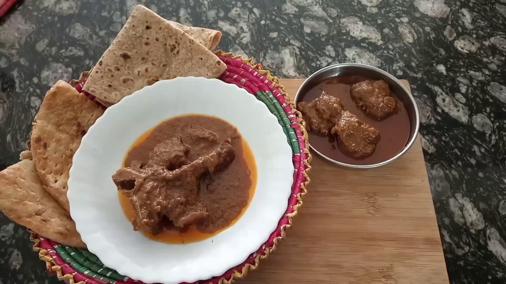 A picture of step 5 of Mutton Badami qorma.