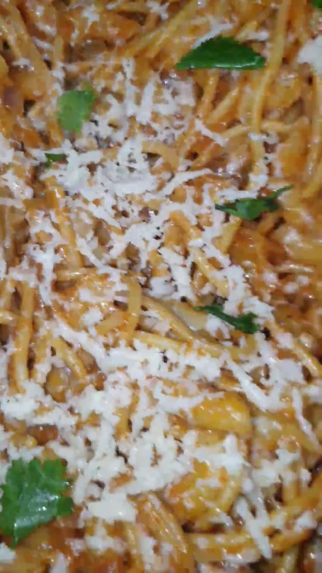 A picture of step 3 of Leftover macaroni spaghetti in tomato creamy sauce.