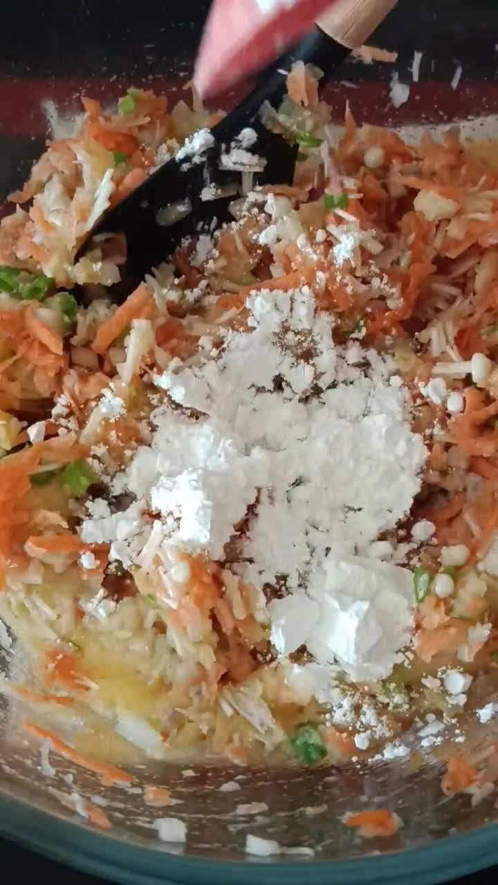 Gambar langkah 5 resipi Bebola Kentang Enoki & Sayur-Sayuran.