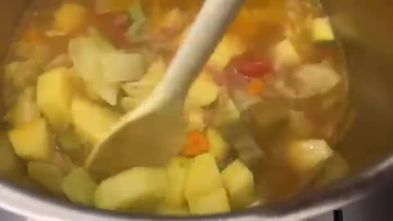 A picture of step 3 of Fresh Minestrone with Tubettini and Vegetable Purée from Scraps.
