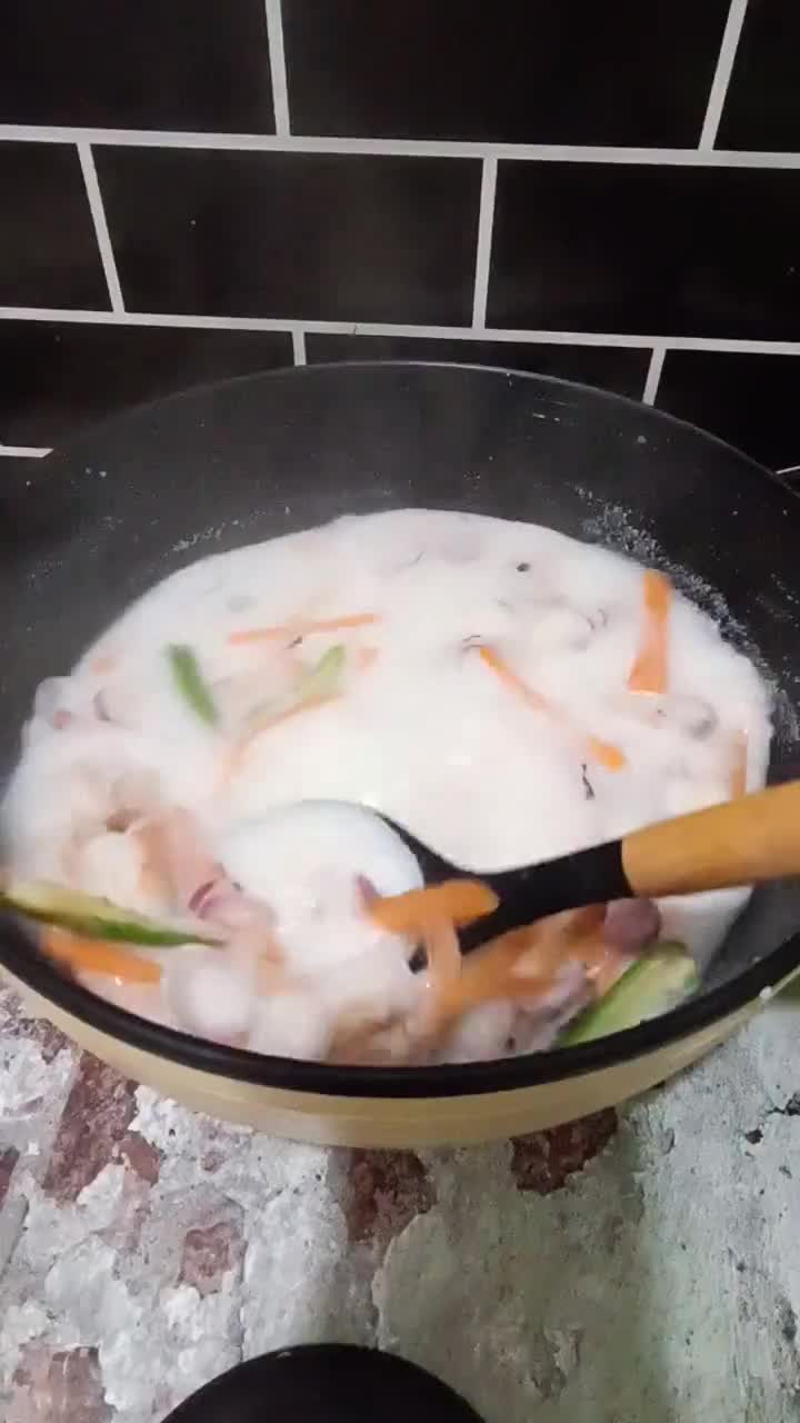 Gambar langkah 3 resipi Lemak Putih Labu Air + Udang.