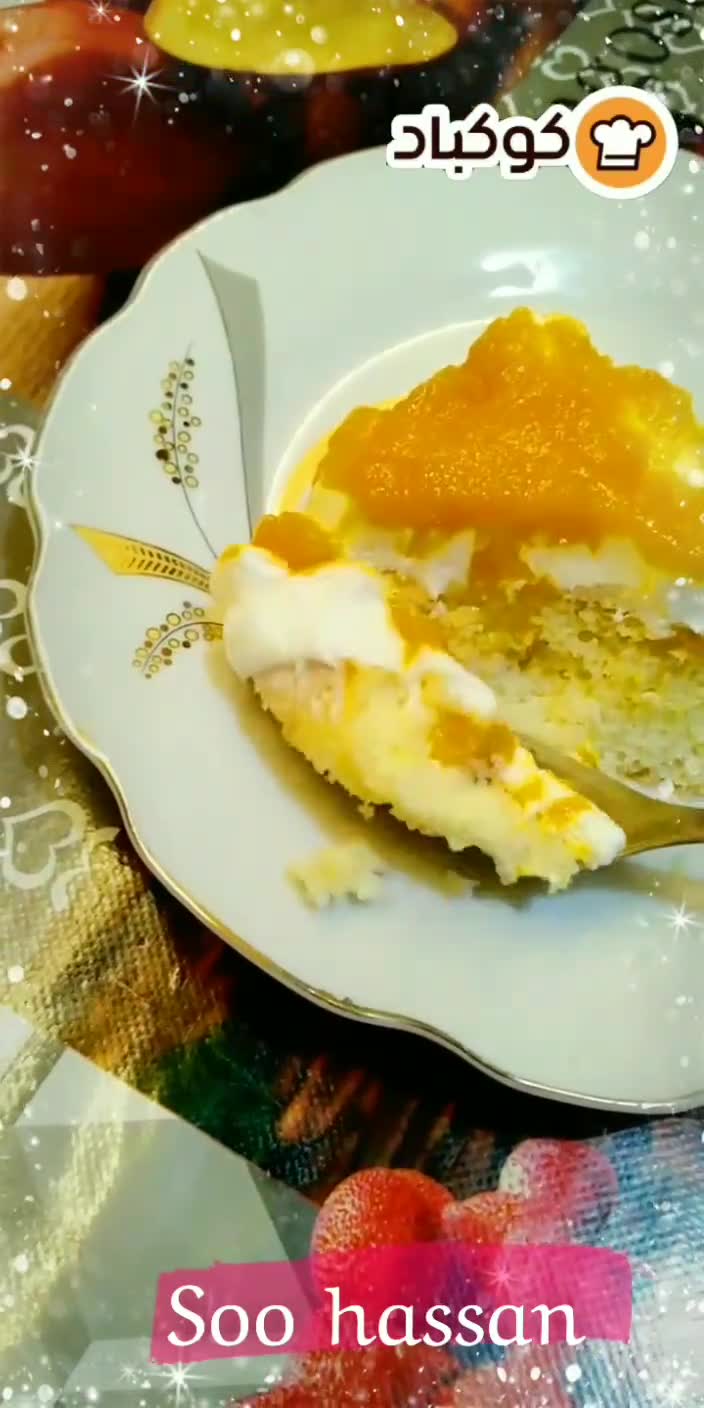 صورة لخطوة 7 من وصفة كيكة السبع ملاعق بالكريمة والمانجو 😋💓