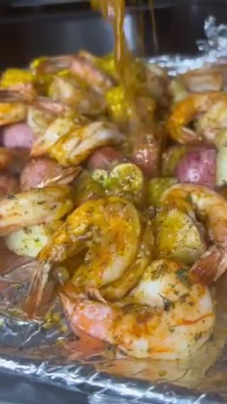 A picture of step 7 of Easy Cajun SeaFood bake.
