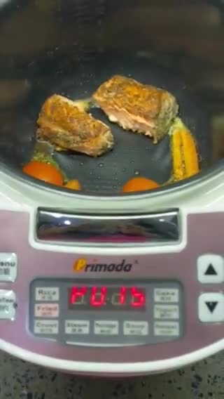 Gambar langkah 6 resipi Bubur Oat dan Salmon Panggang Rice Cooker.