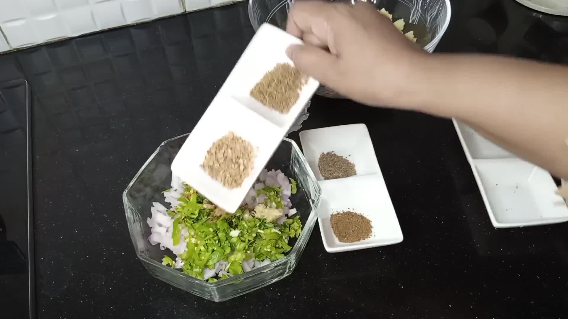 A picture of step 7 of Aloo Ke samosay.