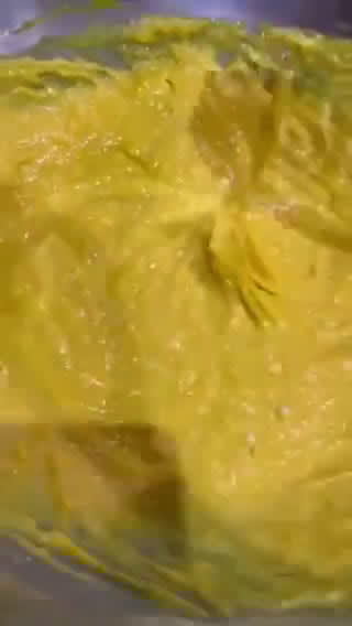 A picture of step 3 of Musang King durian chiffon cake.