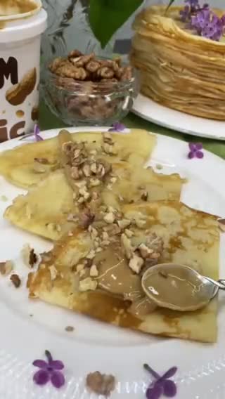 Фото кроку 4 до Тоненькі млинці з арахісовою пастою 🥜.