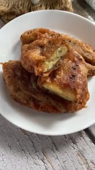 Foto langkah ke 6 dari resep Pisang Penyet Goreng Wijen (Tepung Gluten Free).