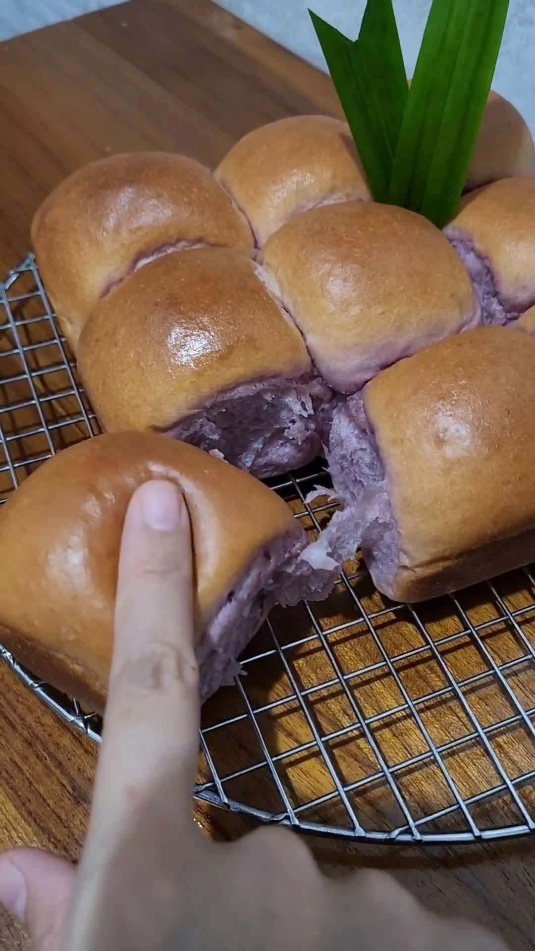 Foto langkah ke 6 dari resep Roti Sobek Ubi Ungu.