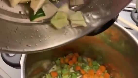 A picture of step 2 of Fresh Minestrone with Tubettini and Vegetable Purée from Scraps.