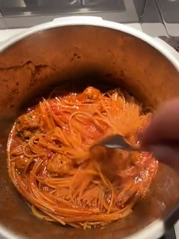 A picture of step 5 of Pressure Cooker Spaghetti and Meatballs.