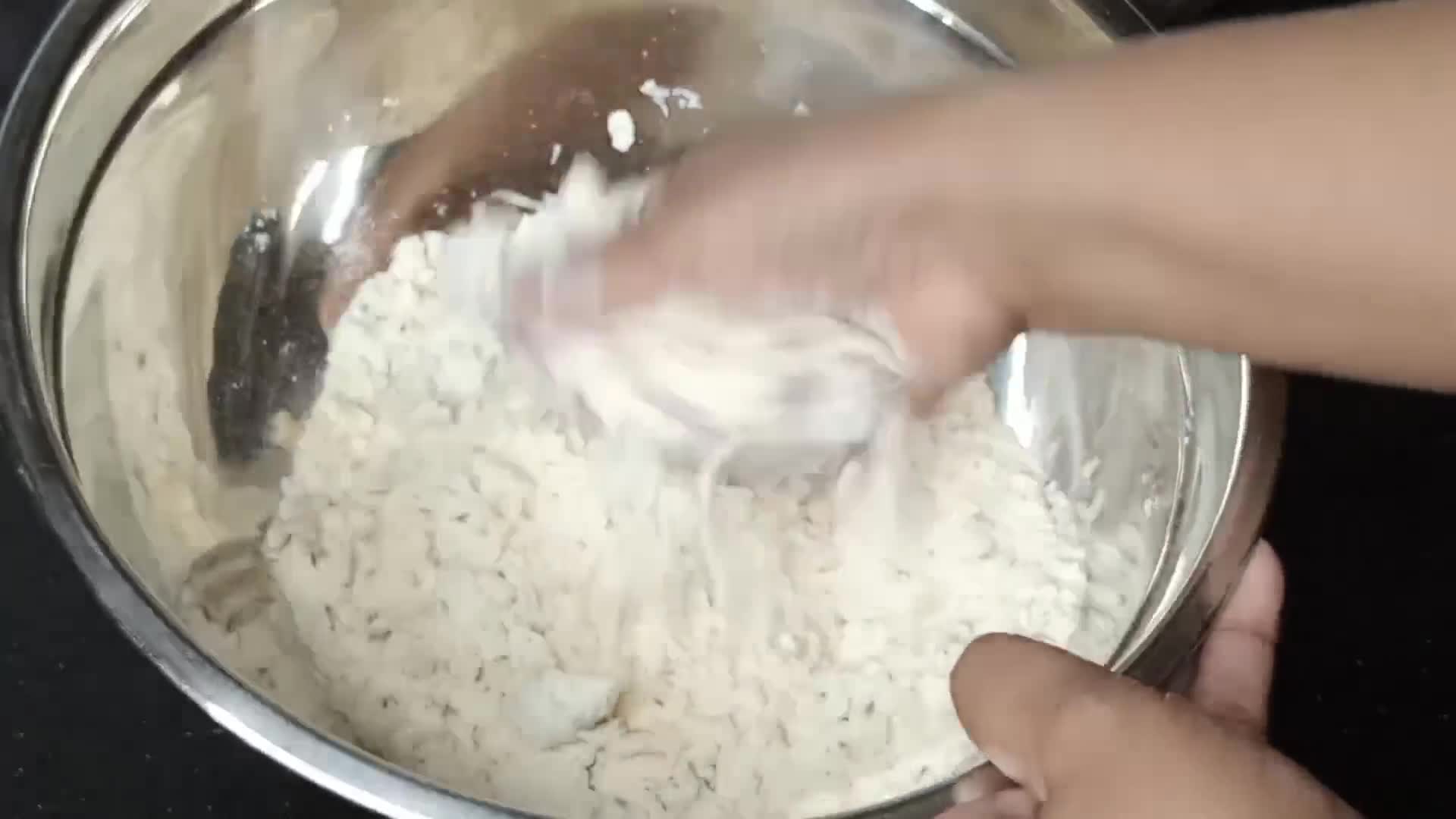 A picture of step 2 of Aloo Ke samosay.