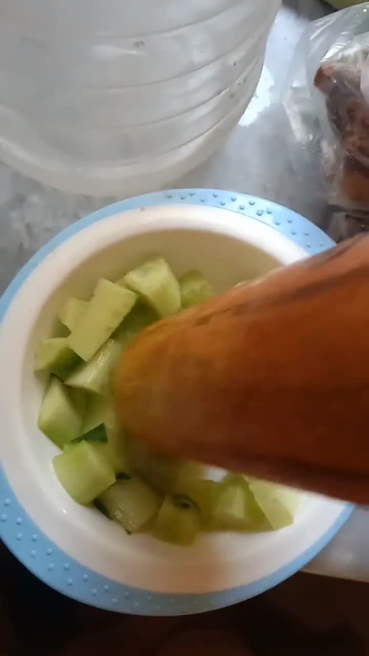 A picture of step 1 of Cucumber mocktail 🥒🍸🍸🍸.