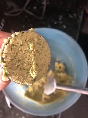A picture of step 3 of Falafel with hummus and tahini salad what 3 recipes yummy.