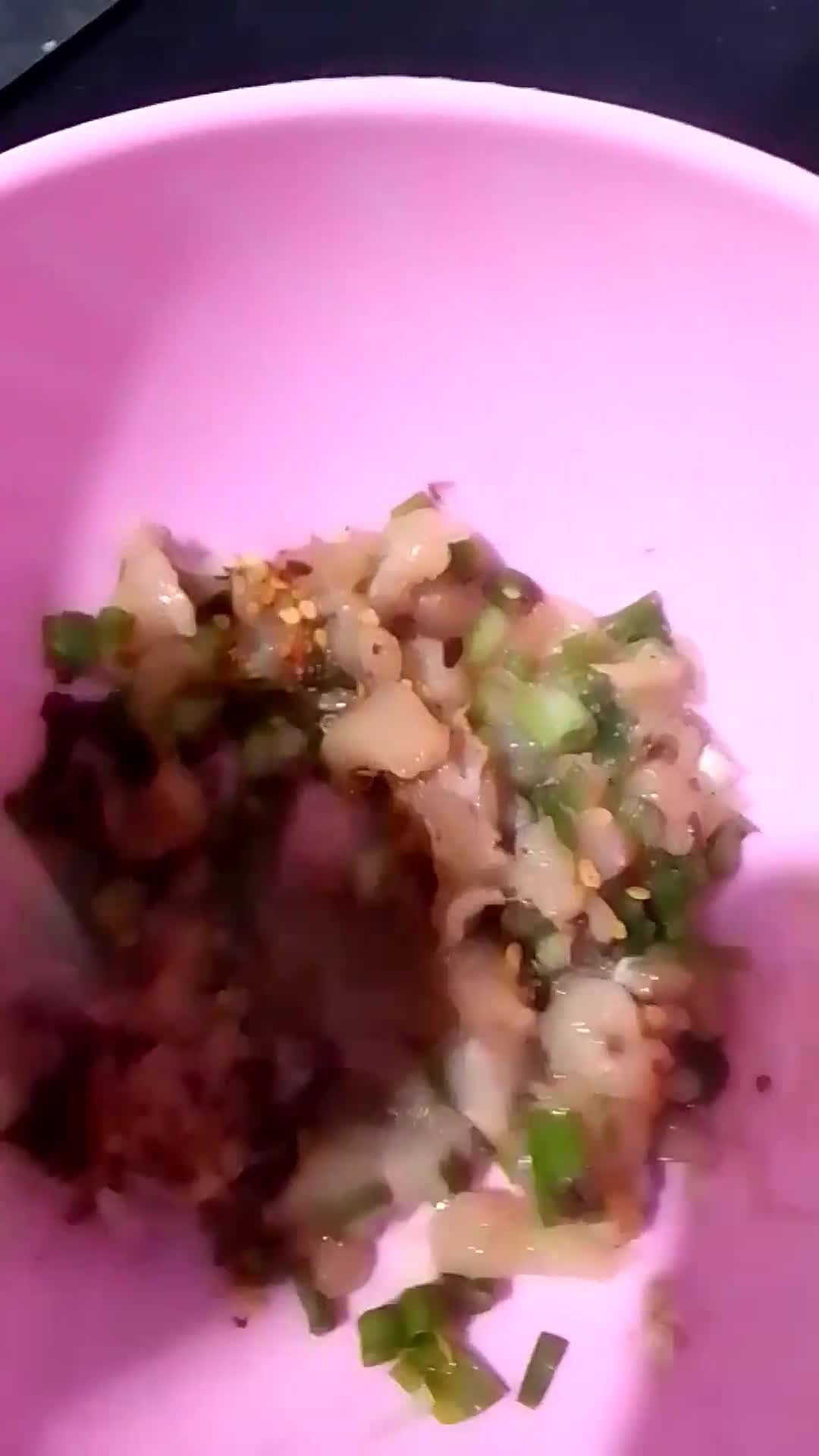 A picture of step 3 of Chicken Momos.