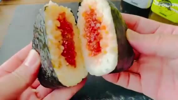 おにぎりの握り方と美人醤油筋子おにぎり作り方6写真