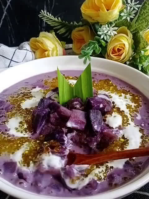 Gambar langkah 6 resipi Bubur Ubi Ungu.