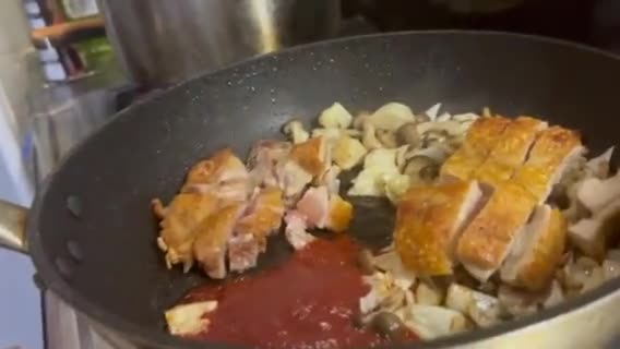 とーちゃんのローストチキンのパスタ作り方5写真