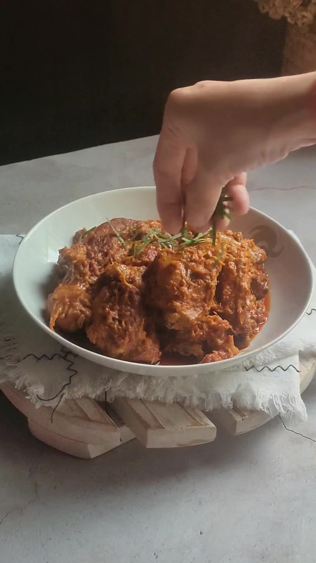 Gambar langkah 16 resipi Rendang Ayam.