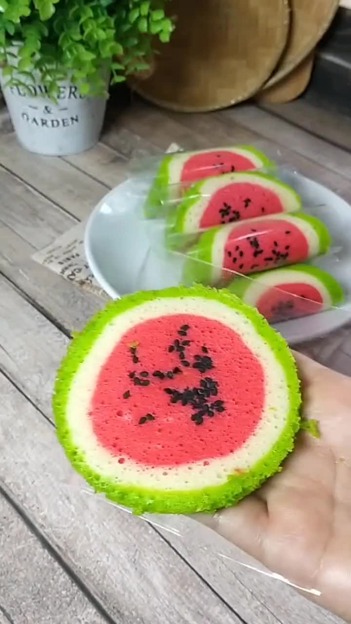 Gambar langkah 7 resipi Apam tembikai inti coklat.