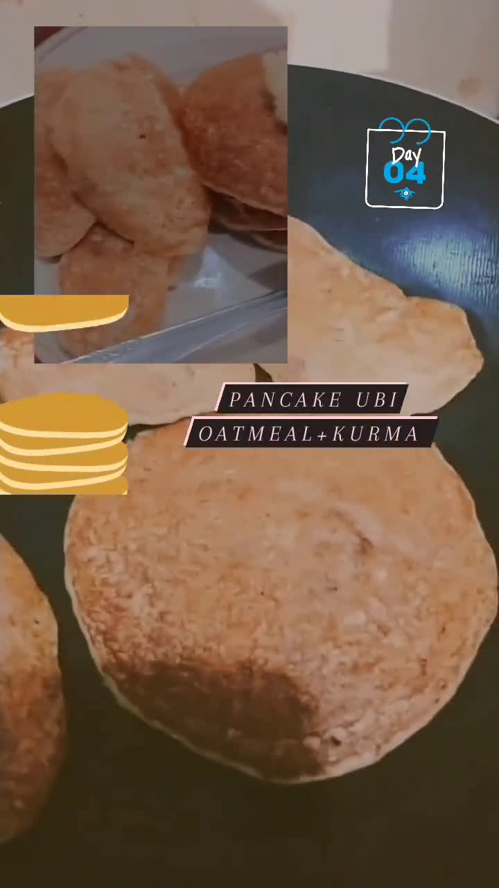 Foto langkah ke 4 dari resep Pancake Ubi Oatmeal Kurma untuk diet.