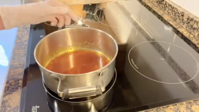 A picture of step 2 of Peach Pudding in Syrup.