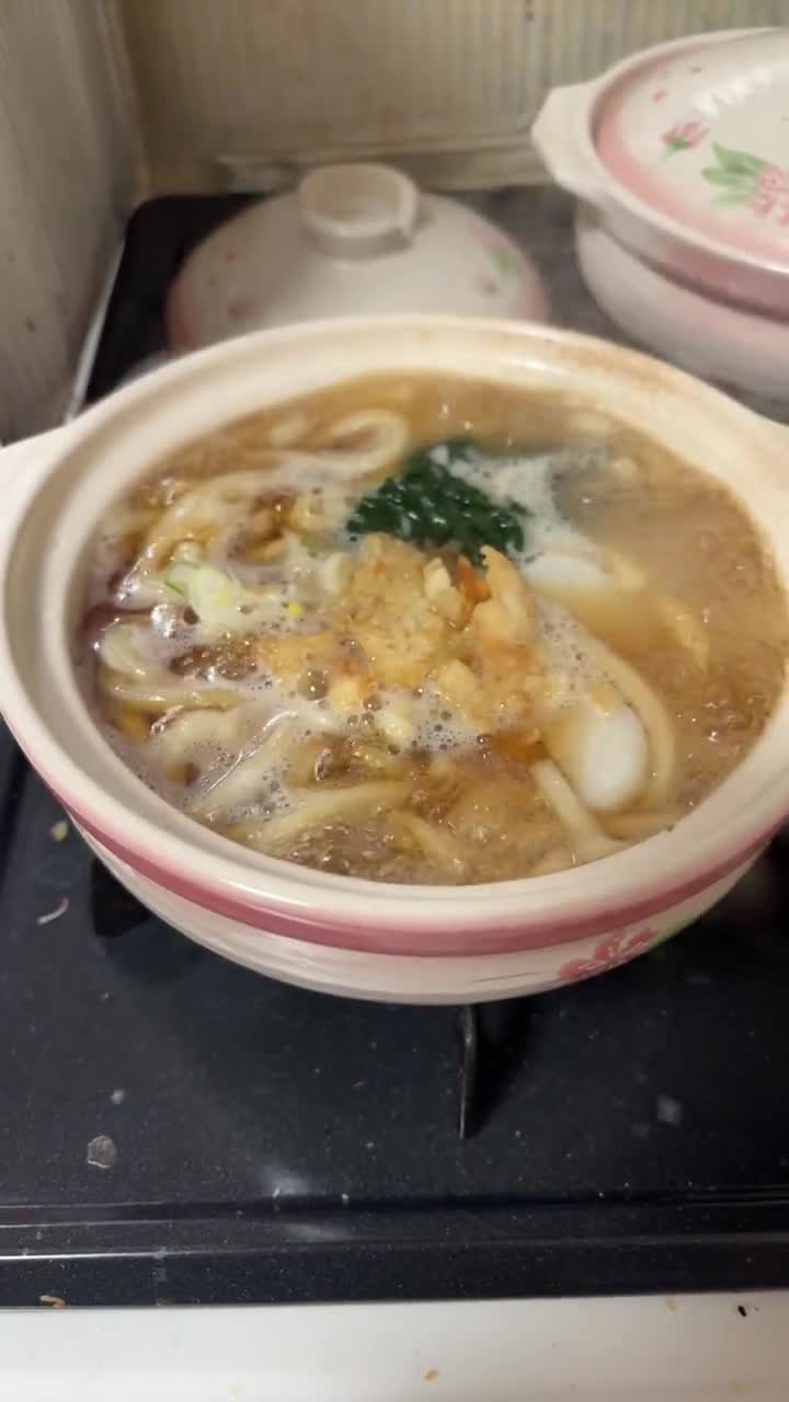 鍋焼きうどん(手作り揚げ玉入り)作り方6写真